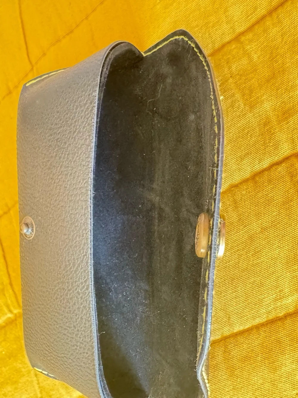 MOSCOT Leather Snap Case with Yellow Stitching